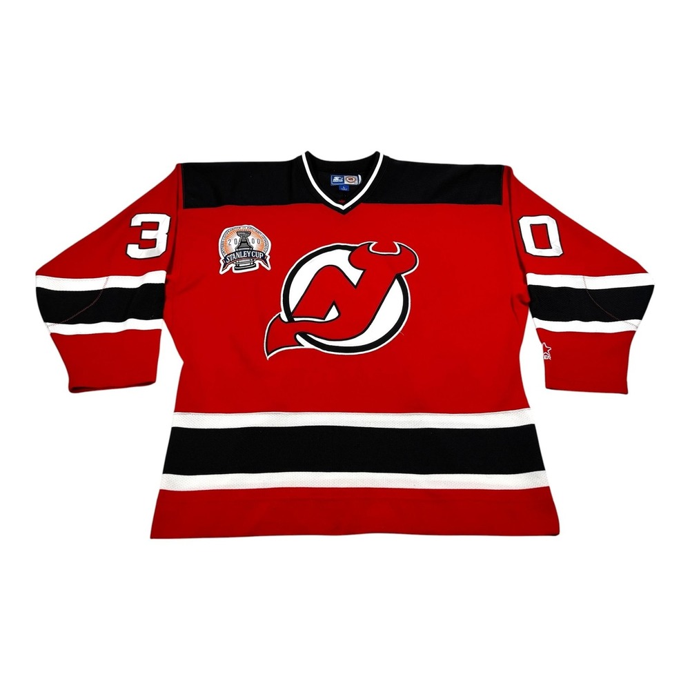 Vtg New Jersey Devils Jersey Mens L Red NHL Hockey Starter Brodeur Stanley Cup